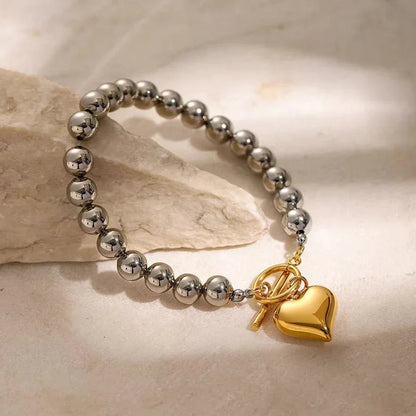[AuraEcho]Alicia Chunky Bead Heart Bracelet