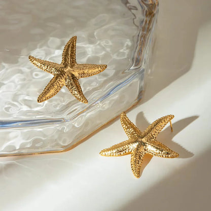 [AuraEcho]Serene Gold Starfish Earrings