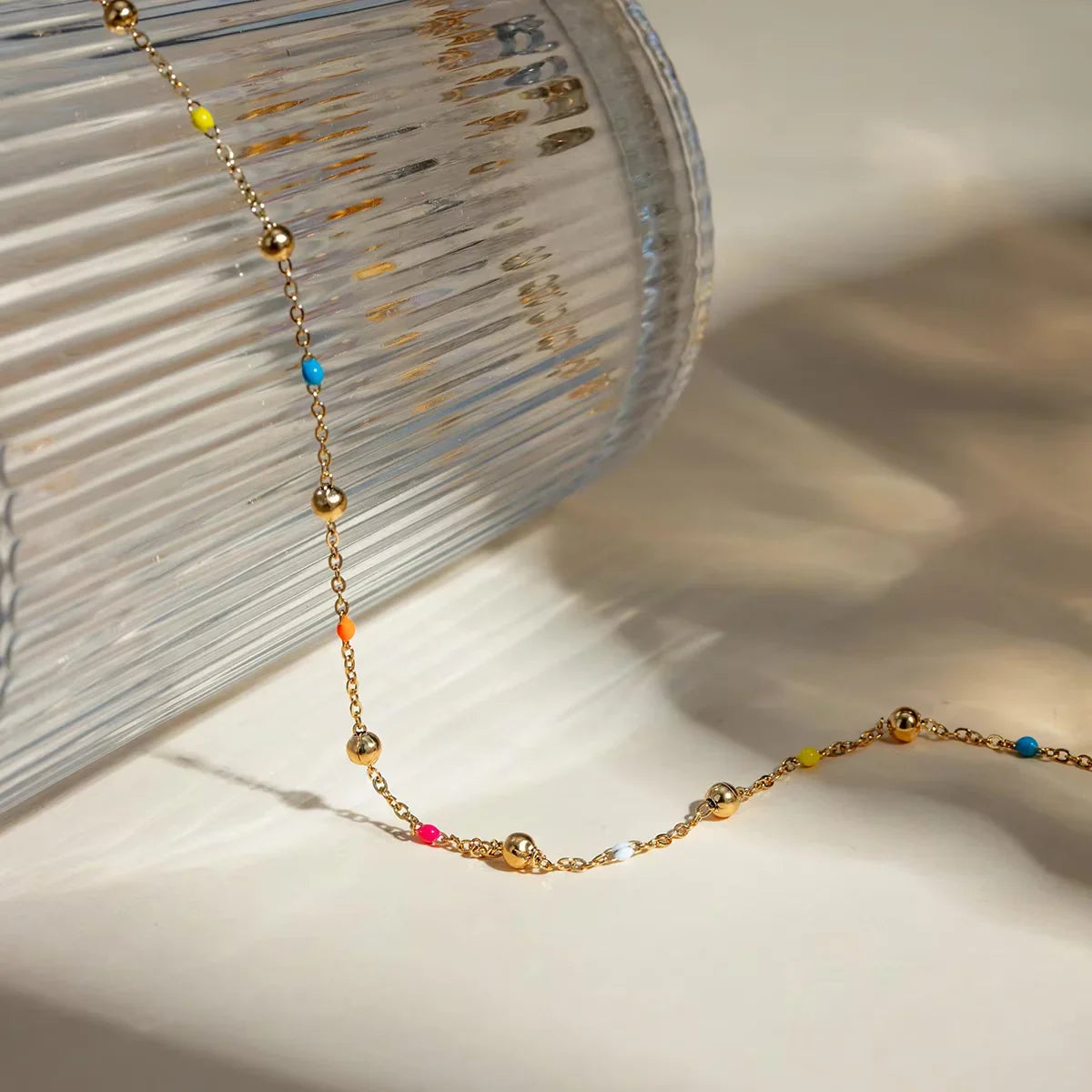 [AuraEcho]Amphitrite Gold Chain Bead Necklace