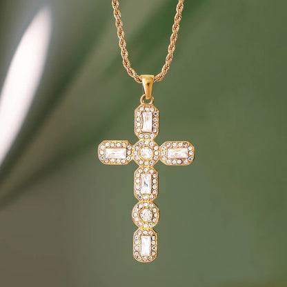 [AuraEcho]Evangelina Diamond Cross Necklace