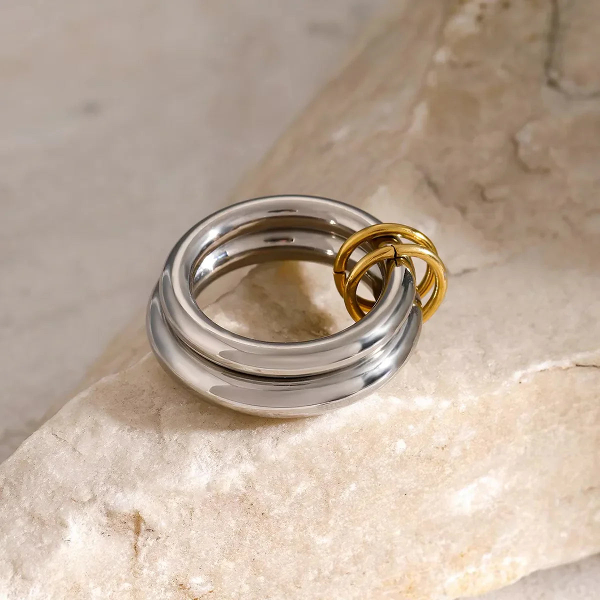 [AuraEcho]Dune Stacked Gold Ring