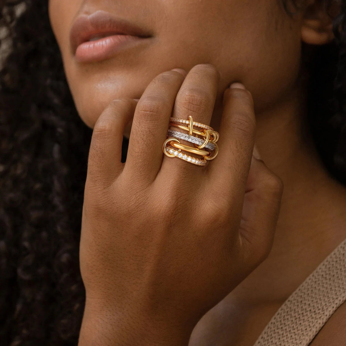 [AuraEcho]Blaise Stacked Diamond Ring