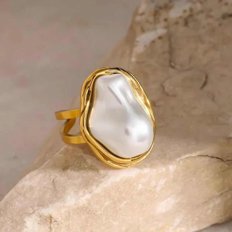 [AuraEcho]Charis Gold Pearl Ring