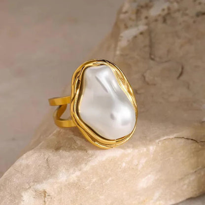 [AuraEcho]Charis Gold Pearl Ring