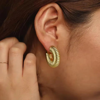 [AuraEcho]Aubrey Textured Gold Hoops