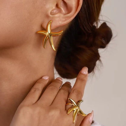 [AuraEcho]Oceanic Gold Starfish Ring
