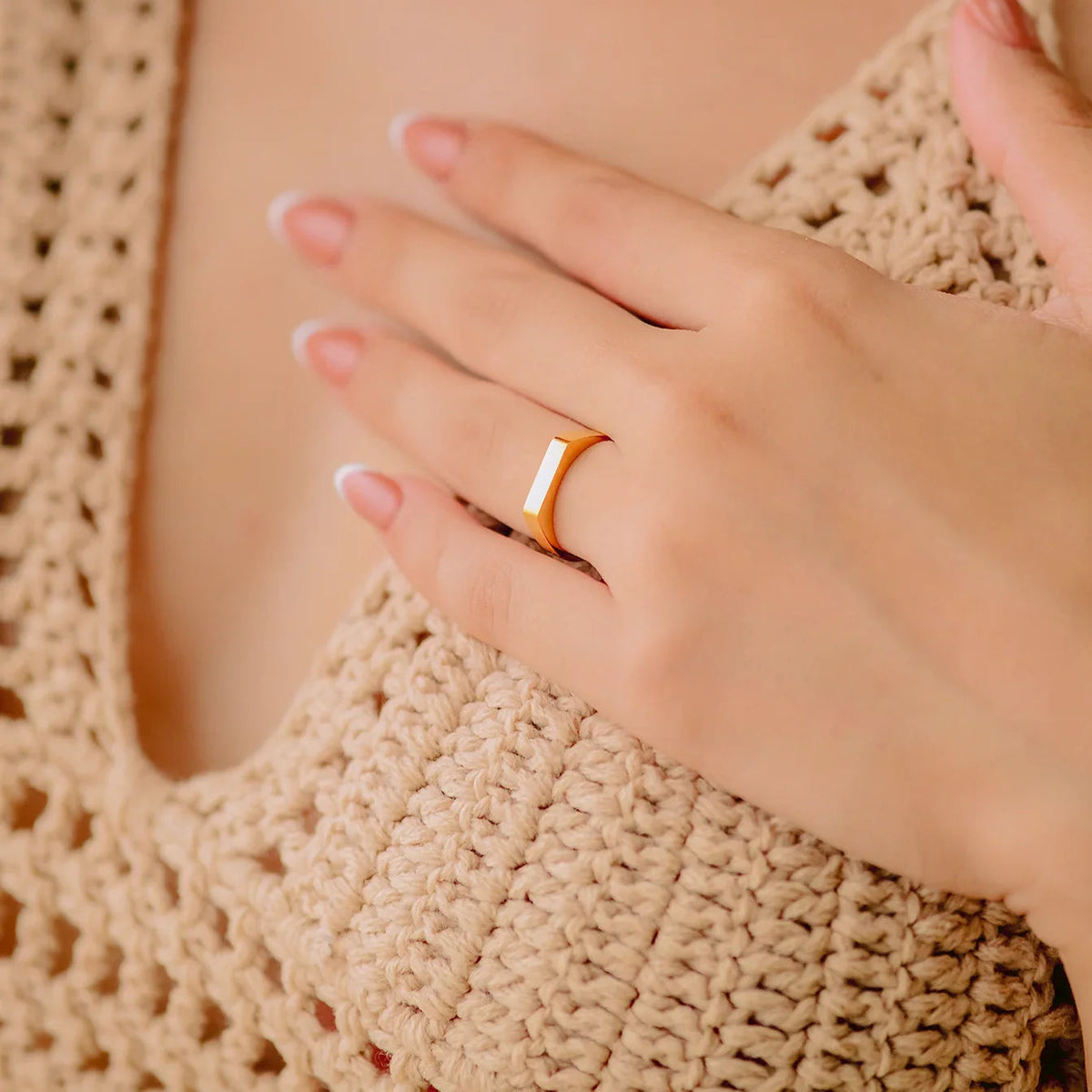 [AuraEcho]Sasha Geometric Gold Ring