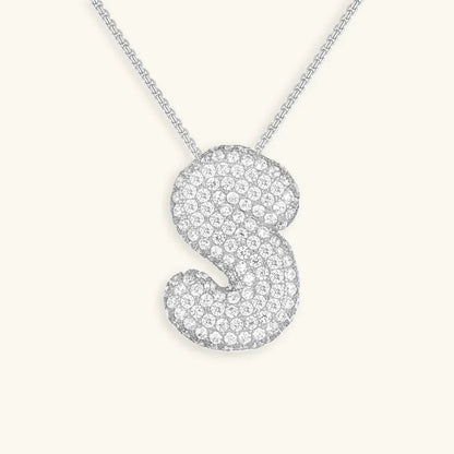 [AuraEcho]Bubble Initial Diamond Necklace