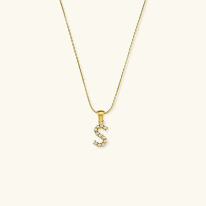 [AuraEcho]Augustine Initial Letter Pearl Necklace