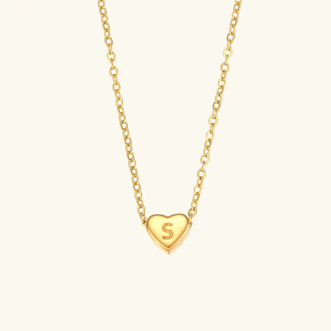 [AuraEcho]Heart Initial Gold Necklace