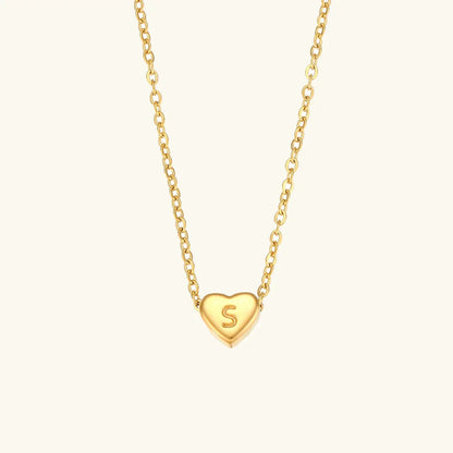 [AuraEcho]Heart Initial Gold Necklace