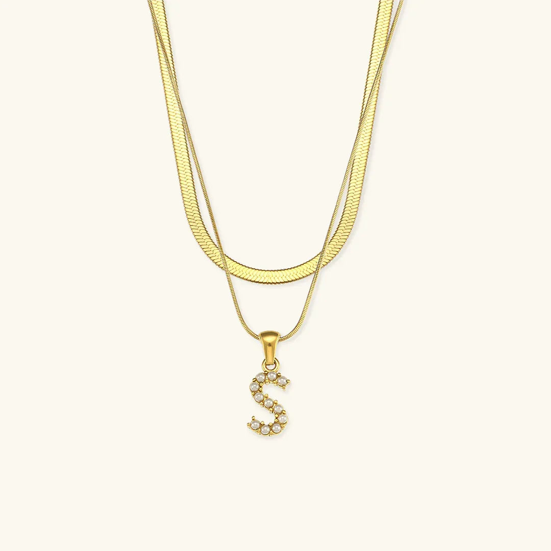 [AuraEcho]Fiona Layered Gold Initial Letter Necklace