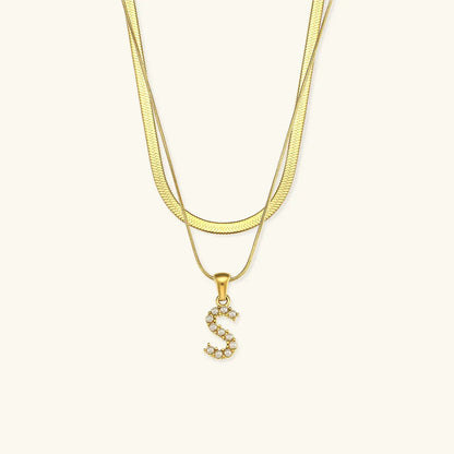 [AuraEcho]Fiona Layered Gold Initial Letter Necklace