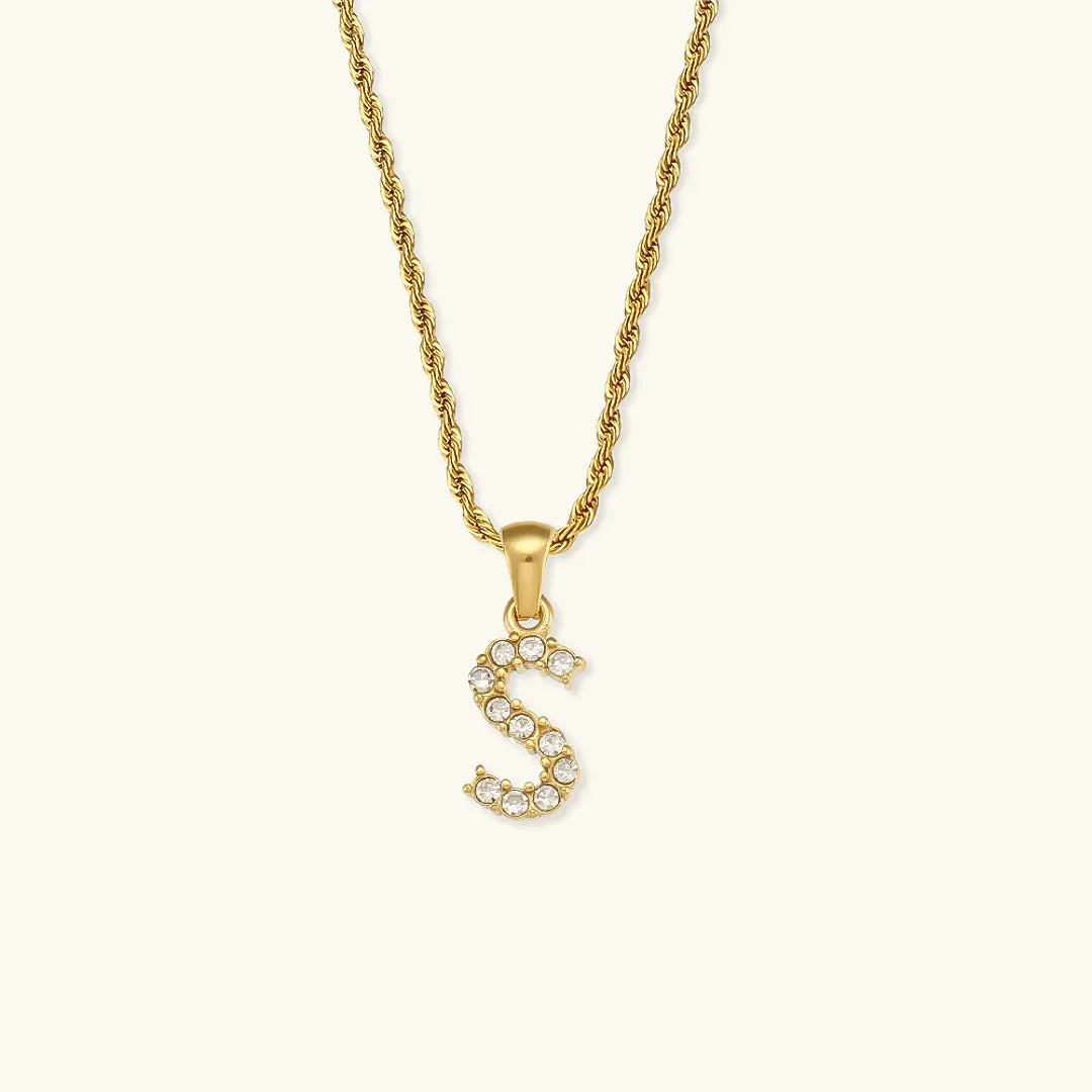 [AuraEcho]Maeve Letter Initial Diamond Necklace
