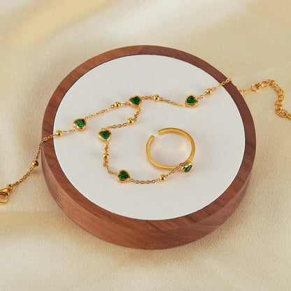 [AuraEcho]Gladys Emerald Heart Hand Chain