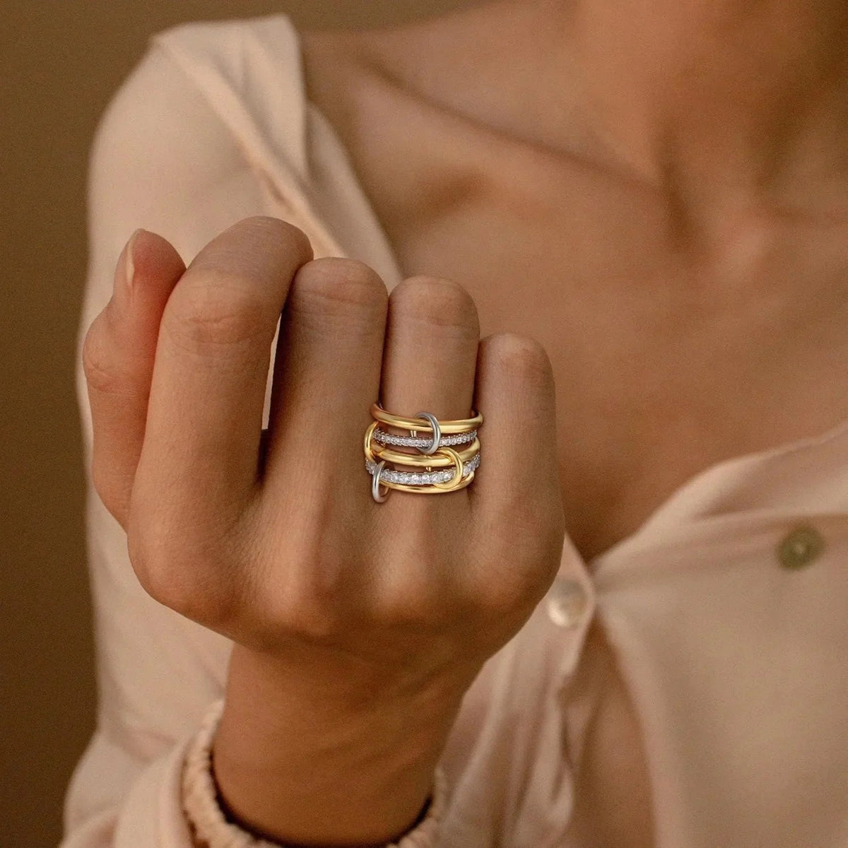 [AuraEcho]Vera Stacked Diamond Ring
