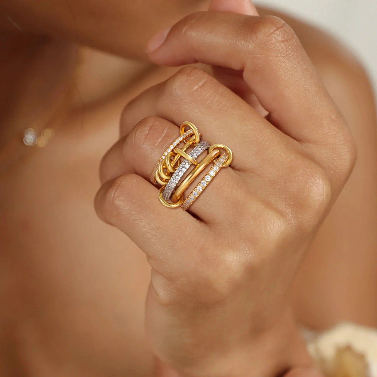 [AuraEcho]Blaise Stacked Diamond Ring