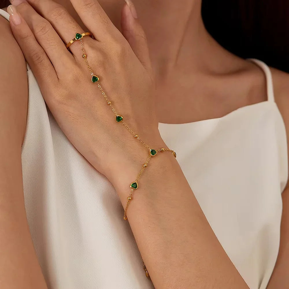 [AuraEcho]Gladys Emerald Heart Hand Chain