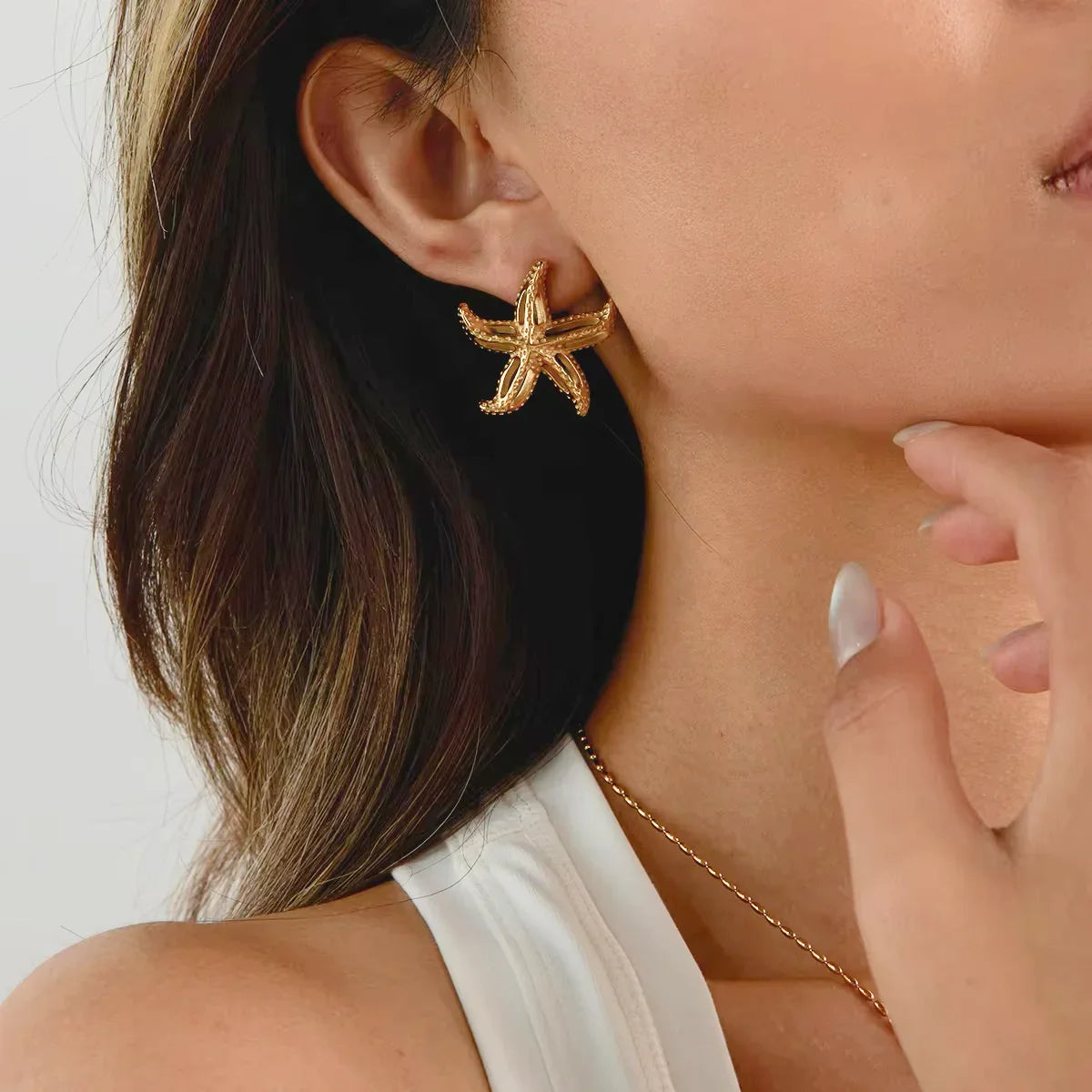 [AuraEcho]Aquatta Gold Starfish Earrings