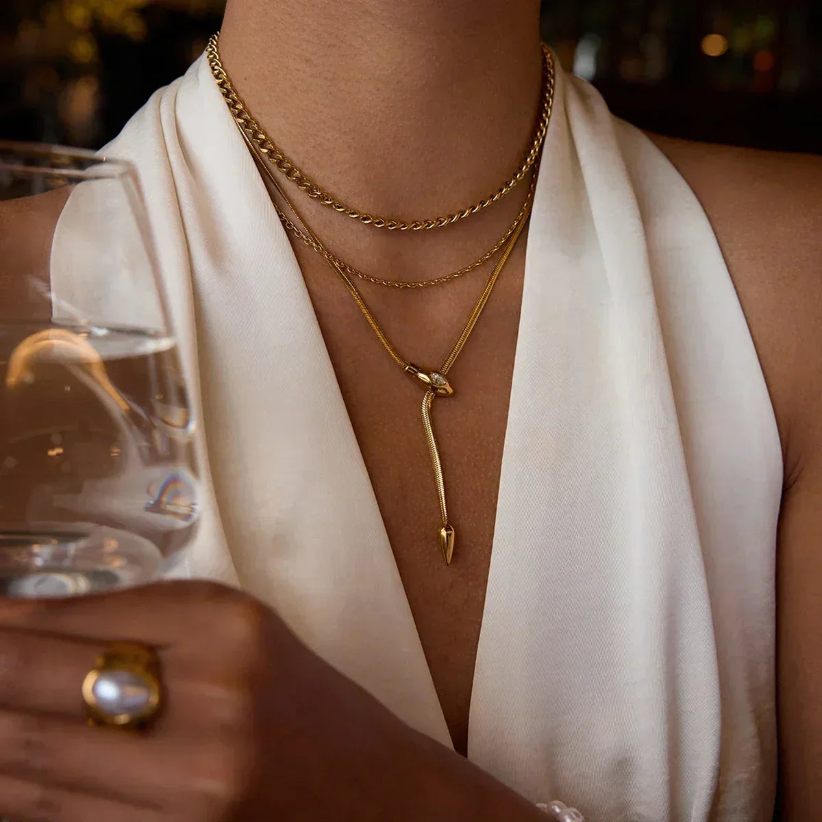 [AuraEcho]Zarelle Gold Serpentine Pendant