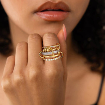 [AuraEcho]Blaise Stacked Diamond Ring