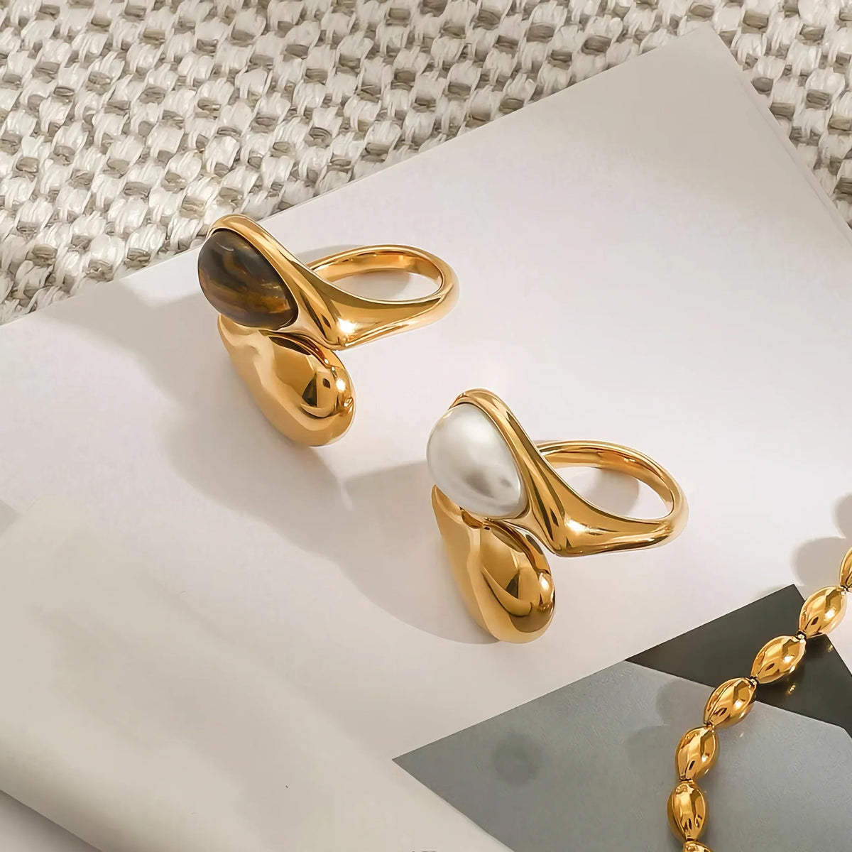 [AuraEcho]Mara Amber Pearl Ring