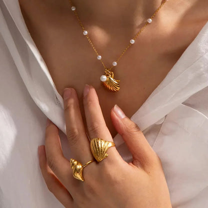 [AuraEcho]Aloha Gold Seashell Ring