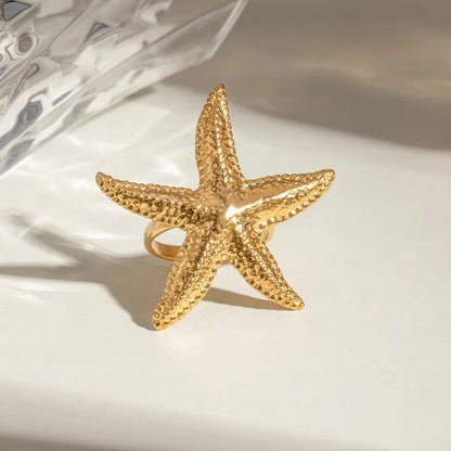 [AuraEcho]Seabreeze Gold Starfish Ring