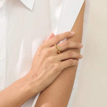 [AuraEcho]Lunaria Gold Wave Ring