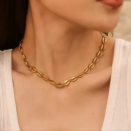 [AuraEcho]Pacifica Gold Seashell Necklace