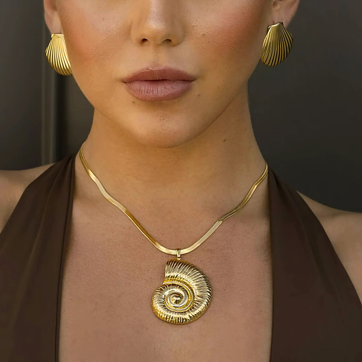 [AuraEcho]Cascadia Nautilus Gold Necklace