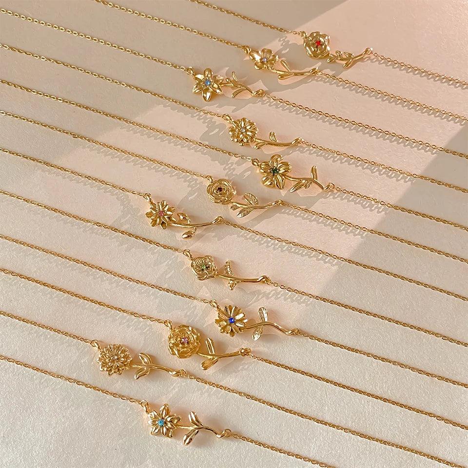 [AuraEcho]Maribelle Birth Flower Gold Necklace
