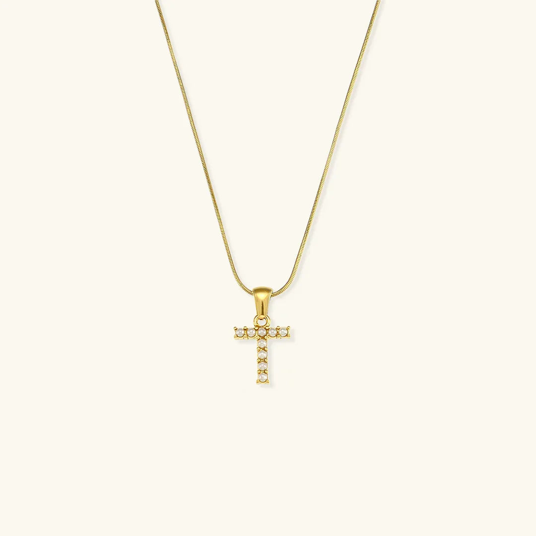 [AuraEcho]Augustine Initial Letter Pearl Necklace
