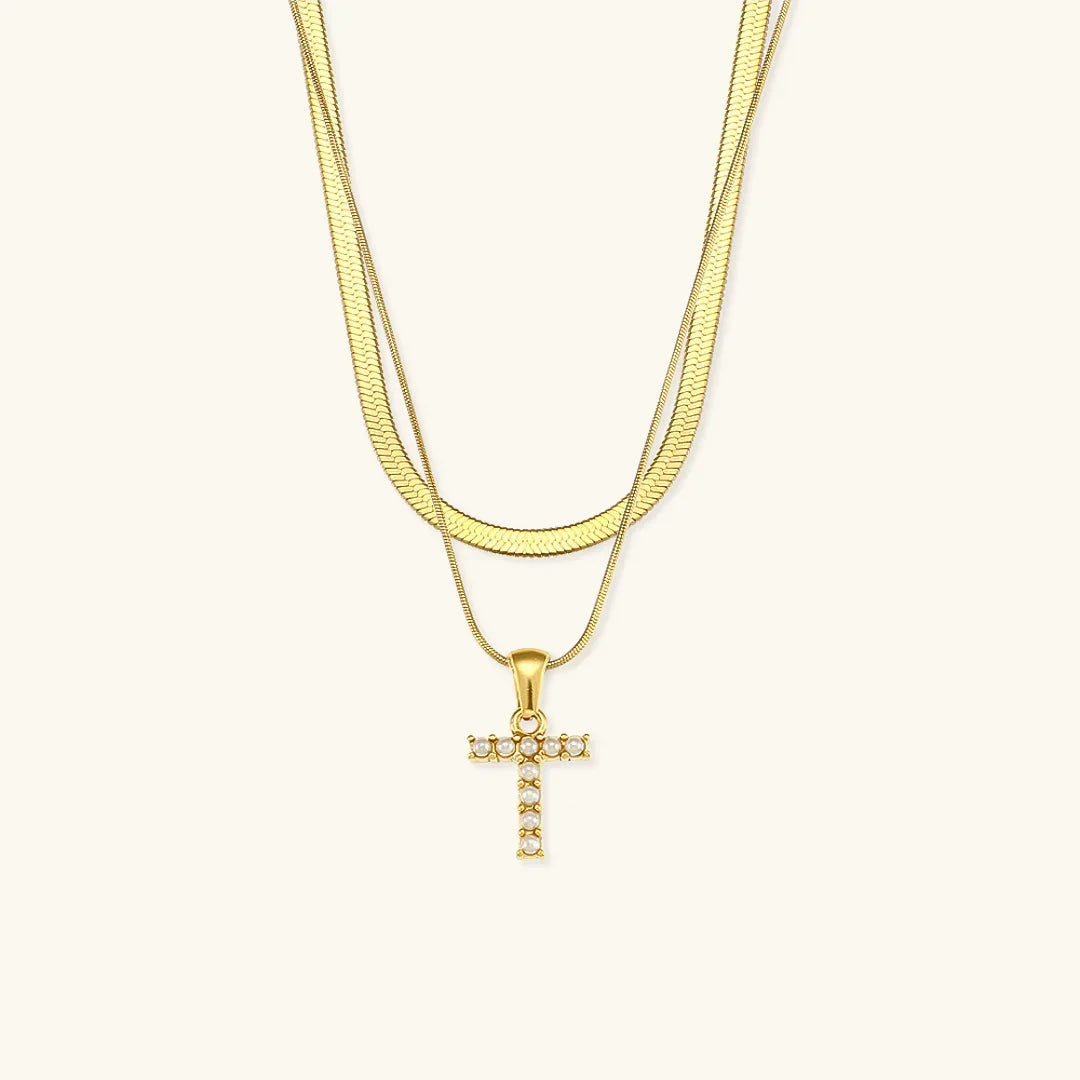 [AuraEcho]Fiona Layered Gold Initial Letter Necklace