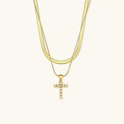 [AuraEcho]Fiona Layered Gold Initial Letter Necklace