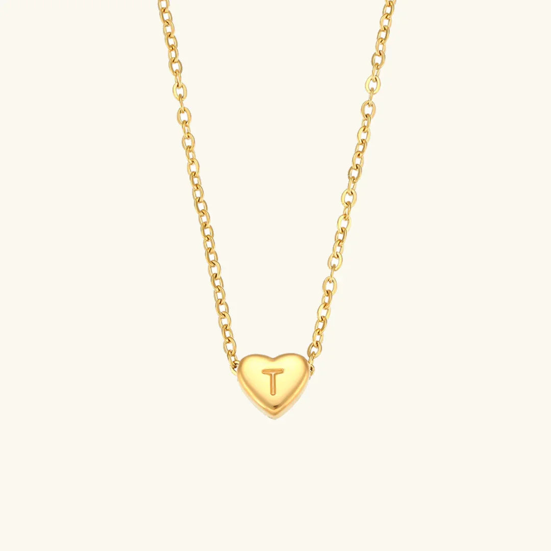[AuraEcho]Heart Initial Gold Necklace