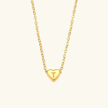 [AuraEcho]Heart Initial Gold Necklace