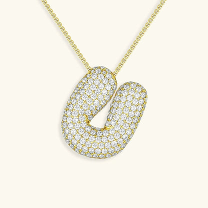 [AuraEcho]Bubble Initial Diamond Necklace