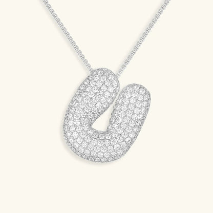 [AuraEcho]Bubble Initial Diamond Necklace
