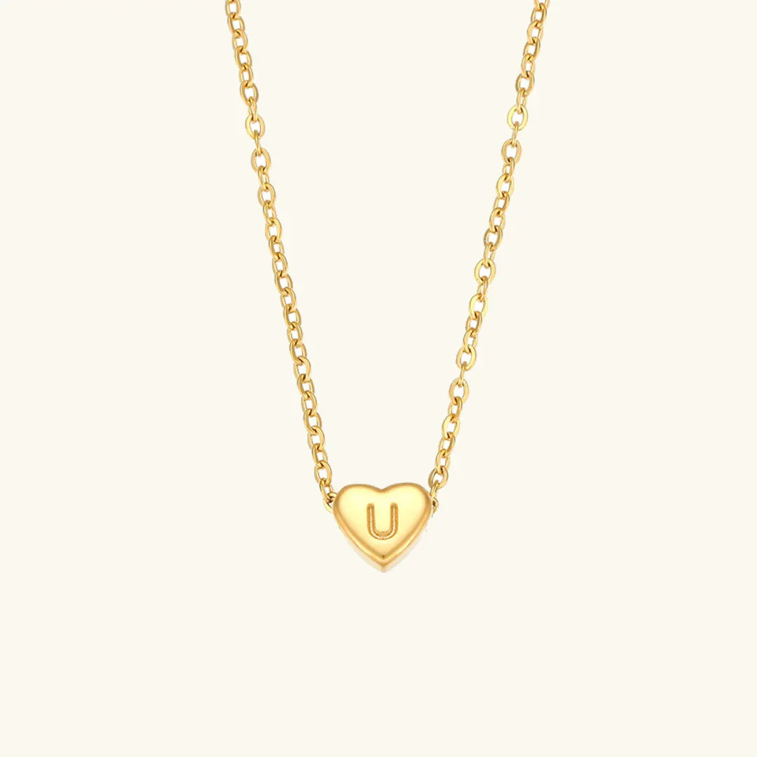 [AuraEcho]Heart Initial Gold Necklace