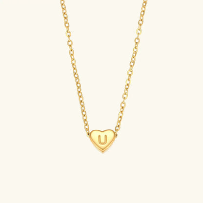 [AuraEcho]Heart Initial Gold Necklace