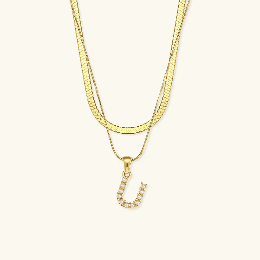 [AuraEcho]Fiona Layered Gold Initial Letter Necklace