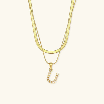 [AuraEcho]Fiona Layered Gold Initial Letter Necklace