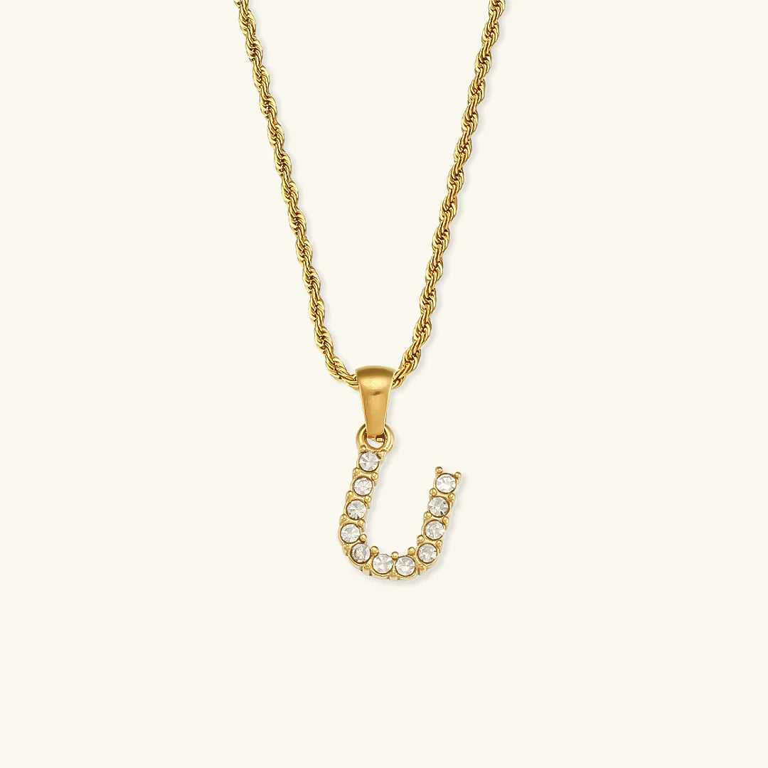 [AuraEcho]Maeve Letter Initial Diamond Necklace
