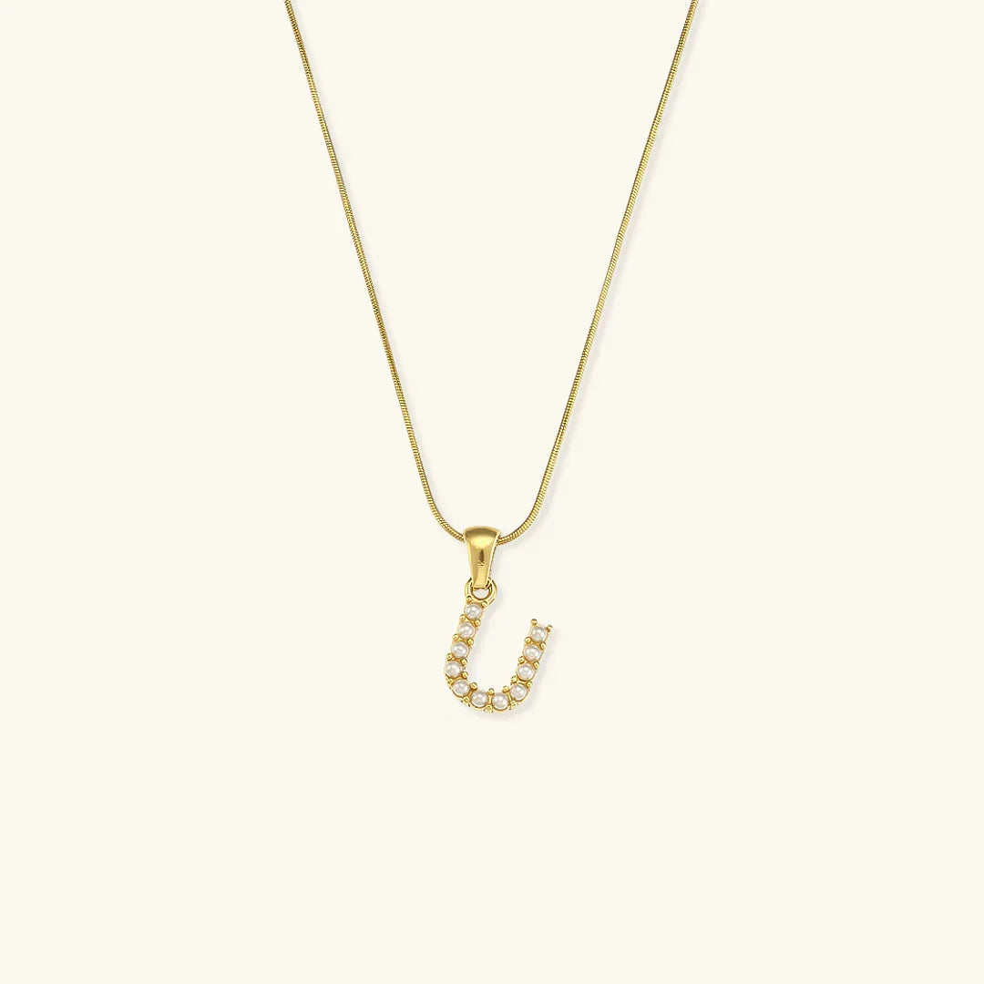 [AuraEcho]Augustine Initial Letter Pearl Necklace