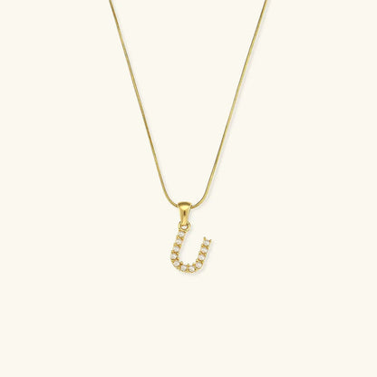 [AuraEcho]Augustine Initial Letter Pearl Necklace