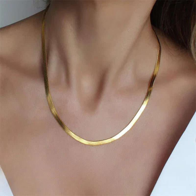 [AuraEcho]Elizabeth Gold Herringbone Necklace