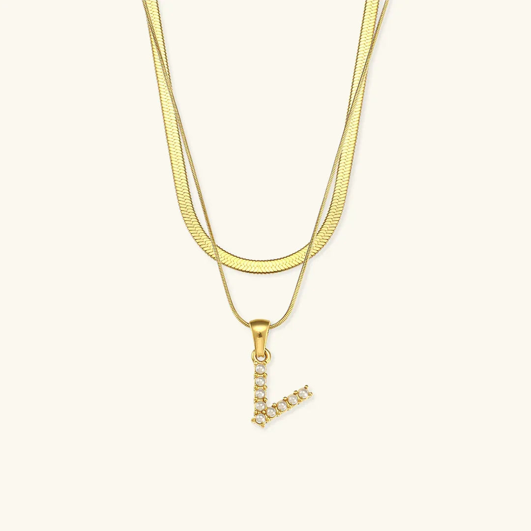 [AuraEcho]Fiona Layered Gold Initial Letter Necklace