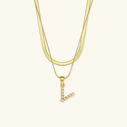 [AuraEcho]Fiona Layered Gold Initial Letter Necklace