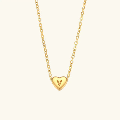 [AuraEcho]Heart Initial Gold Necklace
